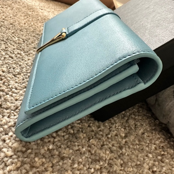 EUC🩵Saint Laurent Paris Blue Glacier Leather Y Line Flap Wallet - Picture 3 of 15